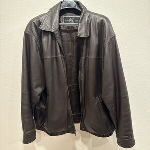 William Barry Chocolate Brown Men’s XXL Leather Jacket